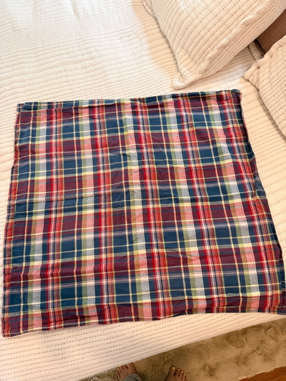 Ralph Lauren Garrison Plaid Cotton Euro Sham in Navy, Red & Green